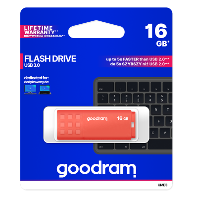 GoodRAM Pendrive 16GB UME3 orange USB 3.0 - retail blister - UME3-0160O0R11